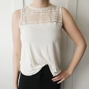 cream embroidered tank